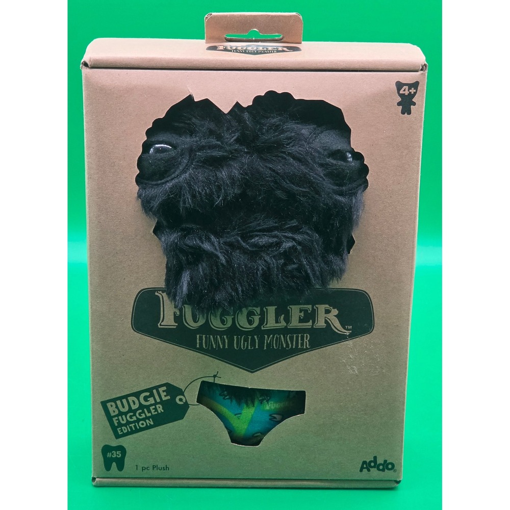 Fuggler Budgie Edition #35 Black Shaggy Funny Ugly Monster Plush Toy NIB
